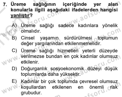 Hastalıklar Bilgisi Dersi 2021 - 2022 Yılı (Vize) Ara Sınav Soruları 7. Soru