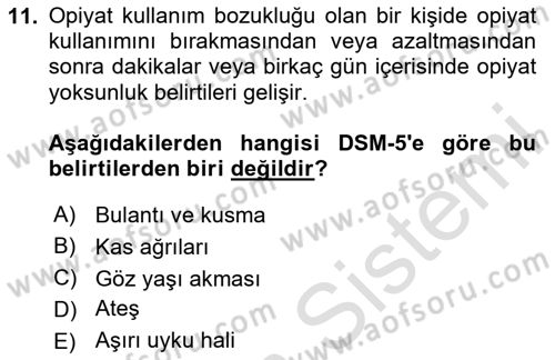 Sağlık Psikolojisi Dersi 2020 - 2021 Yılı Yaz Okulu Sınav Soruları 11. Soru