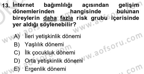 Sağlık Psikolojisi Dersi 2020 - 2021 Yılı Yaz Okulu Sınav Soruları 13. Soru