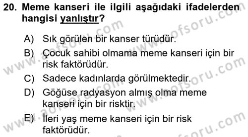 Sağlık Psikolojisi Dersi 2020 - 2021 Yılı Yaz Okulu Sınav Soruları 20. Soru