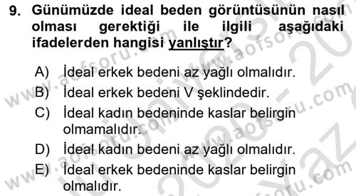 Sağlık Psikolojisi Dersi 2020 - 2021 Yılı Yaz Okulu Sınav Soruları 9. Soru