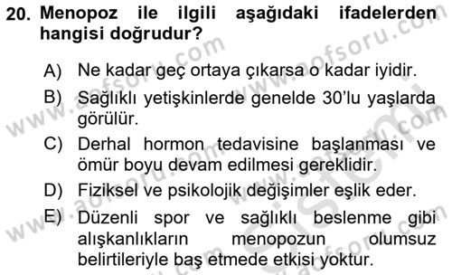 Sağlık Psikolojisi Dersi 2021 - 2022 Yılı (Vize) Ara Sınav Soruları 20. Soru