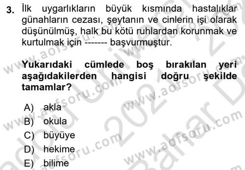 Sağlık Psikolojisi Dersi 2021 - 2022 Yılı (Vize) Ara Sınav Soruları 3. Soru