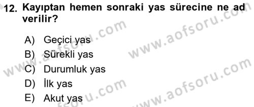 Sağlık Psikolojisi Dersi 2021 - 2022 Yılı (Final) Dönem Sonu Sınav Soruları 12. Soru