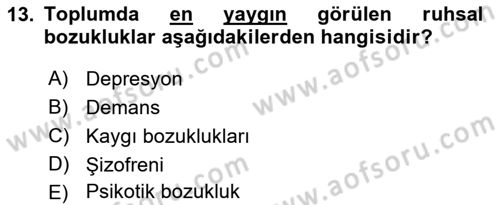 Sağlık Psikolojisi Dersi 2021 - 2022 Yılı (Final) Dönem Sonu Sınav Soruları 13. Soru