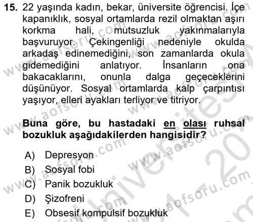 Sağlık Psikolojisi Dersi 2021 - 2022 Yılı (Final) Dönem Sonu Sınav Soruları 15. Soru