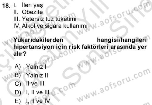 Sağlık Psikolojisi Dersi 2021 - 2022 Yılı (Final) Dönem Sonu Sınav Soruları 18. Soru