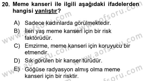 Sağlık Psikolojisi Dersi 2021 - 2022 Yılı (Final) Dönem Sonu Sınav Soruları 20. Soru