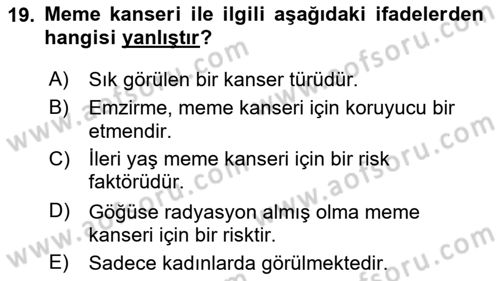 Sağlık Psikolojisi Dersi 2021 - 2022 Yılı Yaz Okulu Sınav Soruları 19. Soru