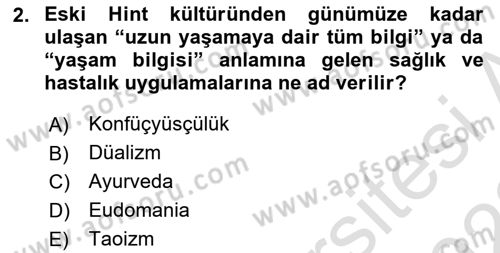 Sağlık Psikolojisi Dersi 2021 - 2022 Yılı Yaz Okulu Sınav Soruları 2. Soru