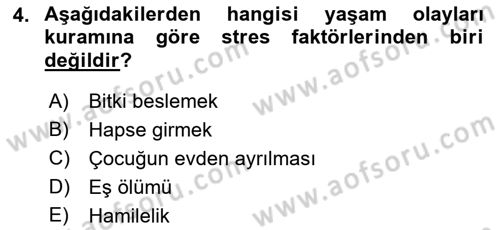Sağlık Psikolojisi Dersi 2021 - 2022 Yılı Yaz Okulu Sınav Soruları 4. Soru