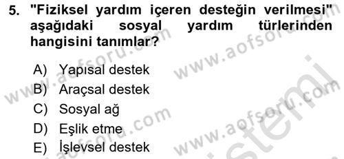 Sağlık Psikolojisi Dersi 2021 - 2022 Yılı Yaz Okulu Sınav Soruları 5. Soru