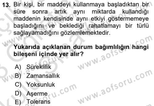 Sağlık Psikolojisi Dersi 2022 - 2023 Yılı Yaz Okulu Sınav Soruları 13. Soru
