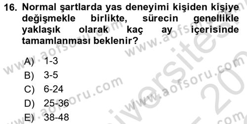 Sağlık Psikolojisi Dersi 2022 - 2023 Yılı Yaz Okulu Sınav Soruları 16. Soru