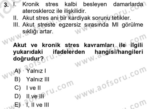 Sağlık Psikolojisi Dersi 2022 - 2023 Yılı Yaz Okulu Sınav Soruları 3. Soru
