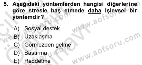 Sağlık Psikolojisi Dersi 2022 - 2023 Yılı Yaz Okulu Sınav Soruları 5. Soru