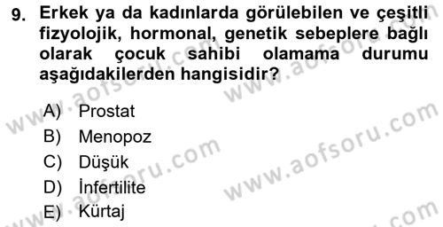 Sağlık Psikolojisi Dersi 2022 - 2023 Yılı Yaz Okulu Sınav Soruları 9. Soru