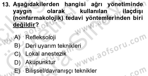 Sağlık Psikolojisi Dersi 2023 - 2024 Yılı (Vize) Ara Sınav Soruları 13. Soru