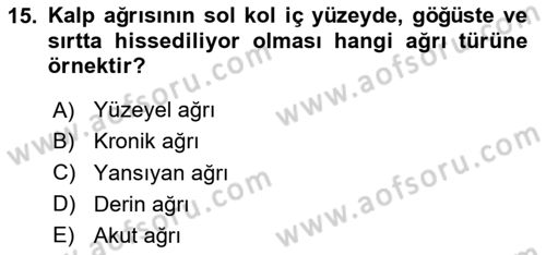 Sağlık Psikolojisi Dersi 2023 - 2024 Yılı (Vize) Ara Sınav Soruları 15. Soru