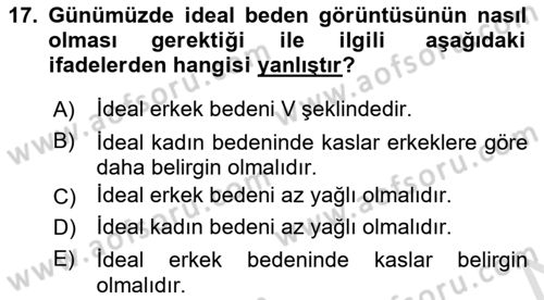 Sağlık Psikolojisi Dersi 2023 - 2024 Yılı (Vize) Ara Sınav Soruları 17. Soru
