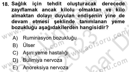 Sağlık Psikolojisi Dersi 2023 - 2024 Yılı (Vize) Ara Sınav Soruları 18. Soru
