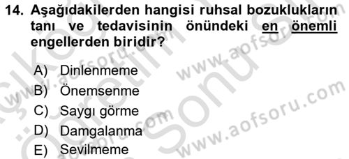 Sağlık Psikolojisi Dersi 2023 - 2024 Yılı (Final) Dönem Sonu Sınav Soruları 14. Soru
