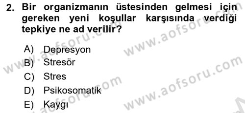 Sağlık Psikolojisi Dersi 2023 - 2024 Yılı (Final) Dönem Sonu Sınav Soruları 2. Soru