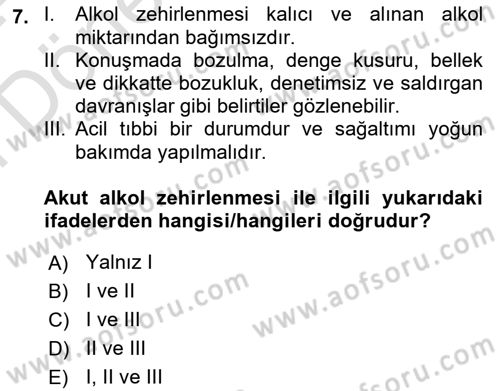Sağlık Psikolojisi Dersi 2023 - 2024 Yılı (Final) Dönem Sonu Sınav Soruları 7. Soru