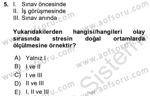Sağlık Psikolojisi Dersi 2023 - 2024 Yılı Yaz Okulu Sınav Soruları 5. Soru