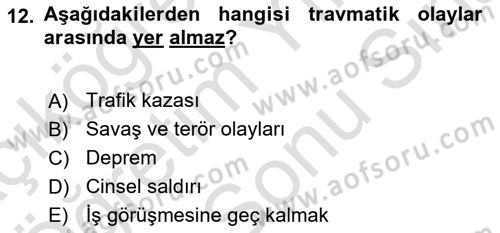 Sağlık Psikolojisi Dersi 2024 - 2025 Yılı (Final) Dönem Sonu Sınav Soruları 12. Soru