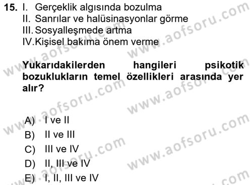 Sağlık Psikolojisi Dersi 2024 - 2025 Yılı (Final) Dönem Sonu Sınav Soruları 15. Soru