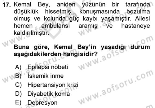 Sağlık Psikolojisi Dersi 2024 - 2025 Yılı (Final) Dönem Sonu Sınav Soruları 17. Soru