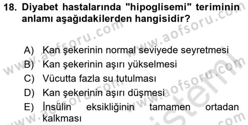 Sağlık Psikolojisi Dersi 2024 - 2025 Yılı (Final) Dönem Sonu Sınav Soruları 18. Soru