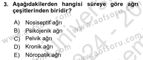 Sağlık Psikolojisi Dersi 2024 - 2025 Yılı (Final) Dönem Sonu Sınav Soruları 3. Soru