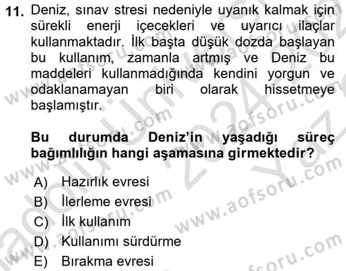 Sağlık Psikolojisi Dersi 2024 - 2025 Yılı Yaz Okulu Sınav Soruları 11. Soru