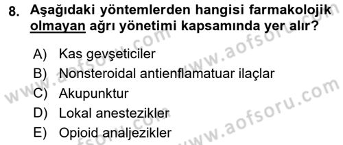Sağlık Psikolojisi Dersi 2024 - 2025 Yılı Yaz Okulu Sınav Soruları 8. Soru