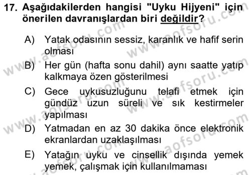 Sağlık Psikolojisi Dersi 2025 - 2026 Yılı (Vize) Ara Sınav Soruları 17. Soru