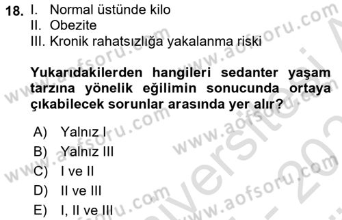 Sağlık Psikolojisi Dersi 2025 - 2026 Yılı (Vize) Ara Sınav Soruları 18. Soru
