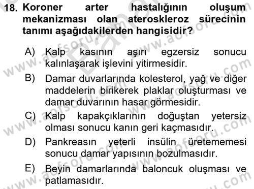 Sağlık Psikolojisi Dersi 2025 - 2026 Yılı (Final) Dönem Sonu Sınav Soruları 18. Soru