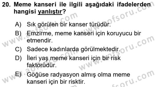 Sağlık Psikolojisi Dersi 2025 - 2026 Yılı (Final) Dönem Sonu Sınav Soruları 20. Soru