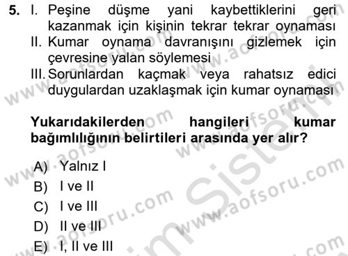 Sağlık Psikolojisi Dersi 2025 - 2026 Yılı (Final) Dönem Sonu Sınav Soruları 5. Soru