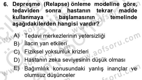 Sağlık Psikolojisi Dersi 2025 - 2026 Yılı (Final) Dönem Sonu Sınav Soruları 6. Soru