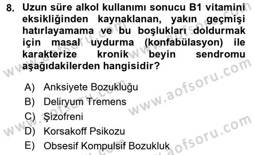 Sağlık Psikolojisi Dersi 2025 - 2026 Yılı (Final) Dönem Sonu Sınav Soruları 8. Soru