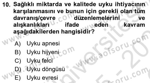 Sağlık Psikolojisi Dersi 2025 - 2026 Yılı Yaz Okulu Sınav Soruları 10. Soru