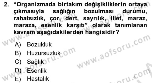 Sağlık Psikolojisi Dersi 2025 - 2026 Yılı Yaz Okulu Sınav Soruları 2. Soru
