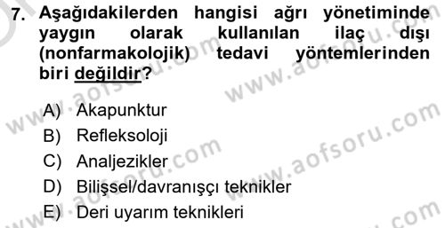 Sağlık Psikolojisi Dersi 2025 - 2026 Yılı Yaz Okulu Sınav Soruları 7. Soru