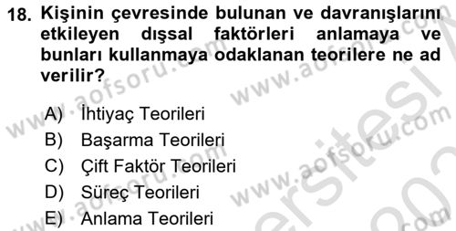 Sağlık İşletmelerinde Davranış Dersi 2020 - 2021 Yılı Yaz Okulu Sınav Soruları 18. Soru