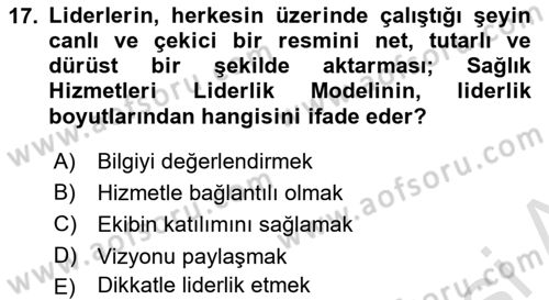 Sağlık İşletmelerinde Davranış Dersi 2021 - 2022 Yılı (Vize) Ara Sınav Soruları 17. Soru