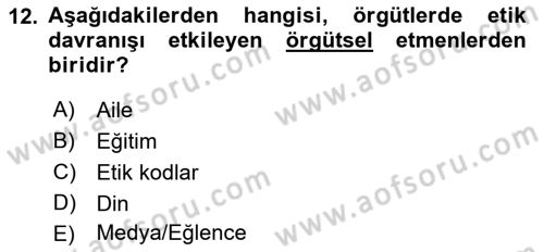 Sağlık İşletmelerinde Davranış Dersi 2022 - 2023 Yılı Yaz Okulu Sınav Soruları 12. Soru