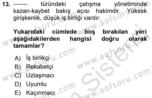 Sağlık İşletmelerinde Davranış Dersi 2022 - 2023 Yılı Yaz Okulu Sınav Soruları 13. Soru